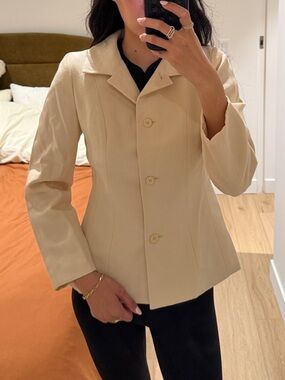 Balenciaga 100% Wool Cream Tailored Button Jacket